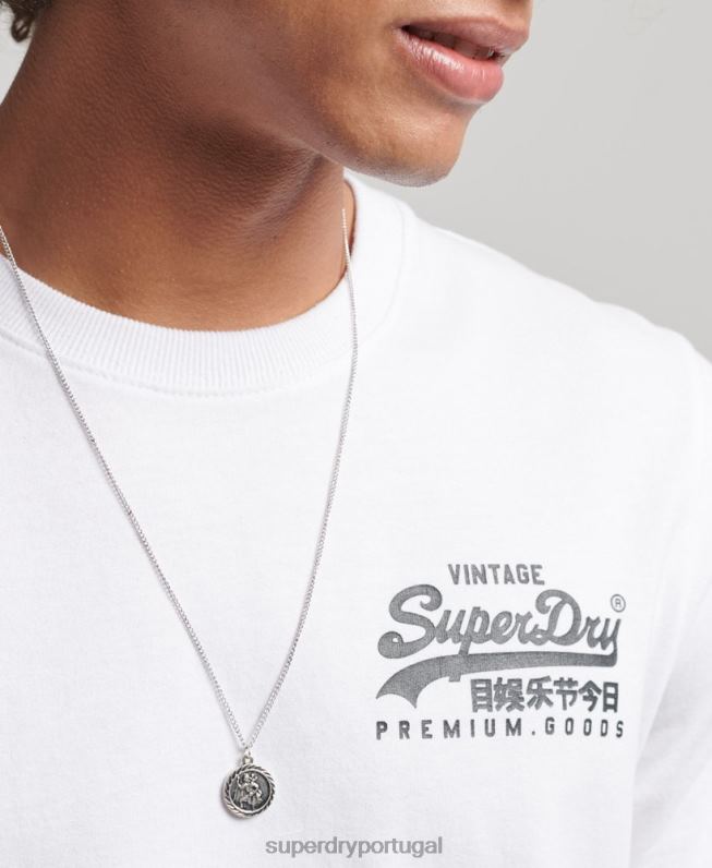 camiseta vintage com logo vintage homens branco roupas Superdry 2208H4968
