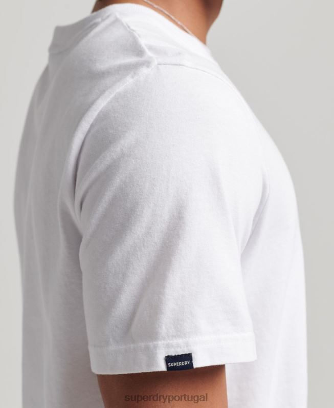 camiseta vintage com logo vintage homens branco roupas Superdry 2208H4968