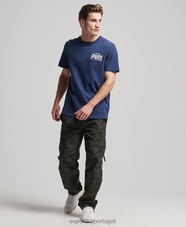 camiseta vintage com logo vintage homens marinha roupas Superdry 2208H4896