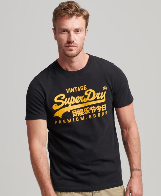 camiseta vintage com logo vintage homens preto roupas Superdry 2208H4967
