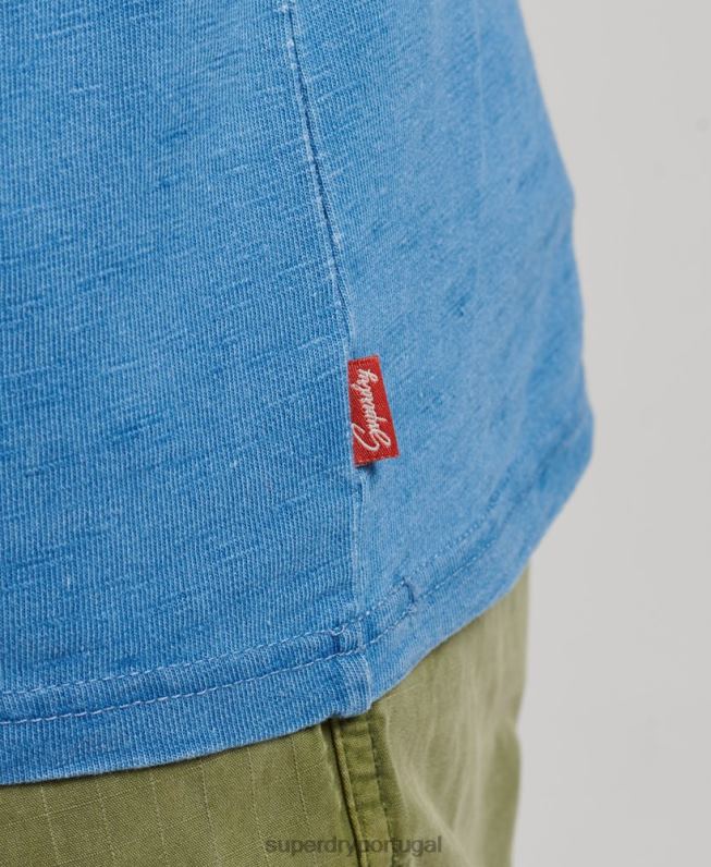 camiseta vintage com placa de parede homens azul claro roupas Superdry 2208H4921