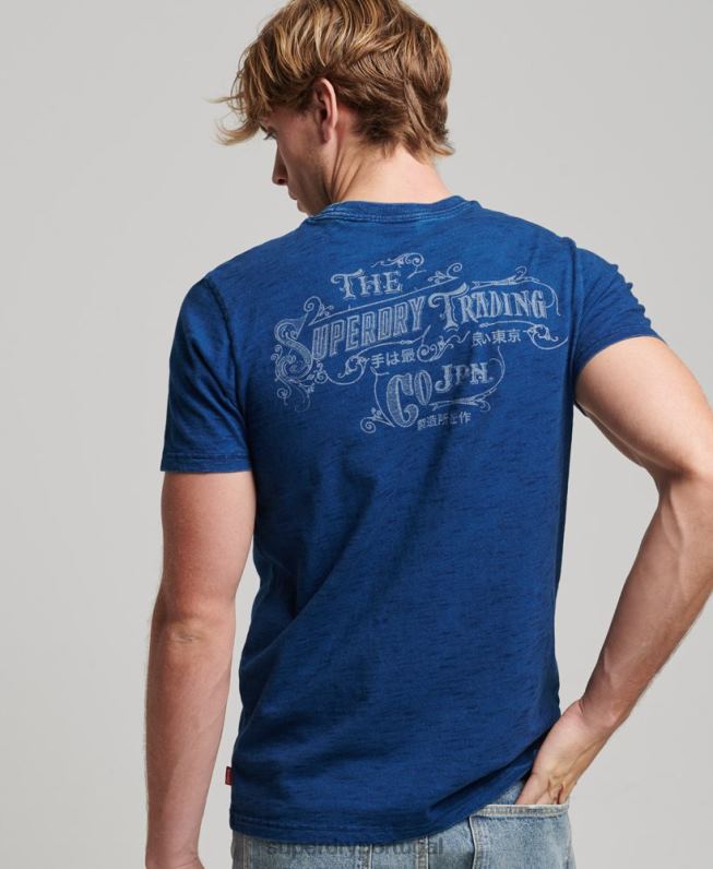 camiseta vintage com placa de parede homens azul escuro roupas Superdry 2208H4940