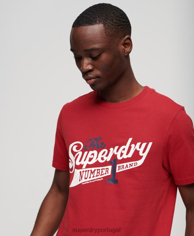 camiseta vintage com roteiro da faculdade homens vermelho roupas Superdry 2208H88