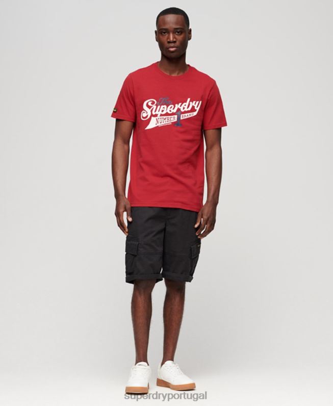 camiseta vintage com roteiro da faculdade homens vermelho roupas Superdry 2208H88