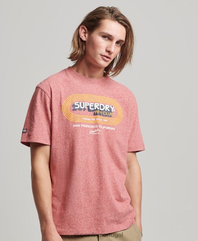 camiseta vintage de clube atlético de algodão orgânico homens vermelho roupas Superdry 2208H67