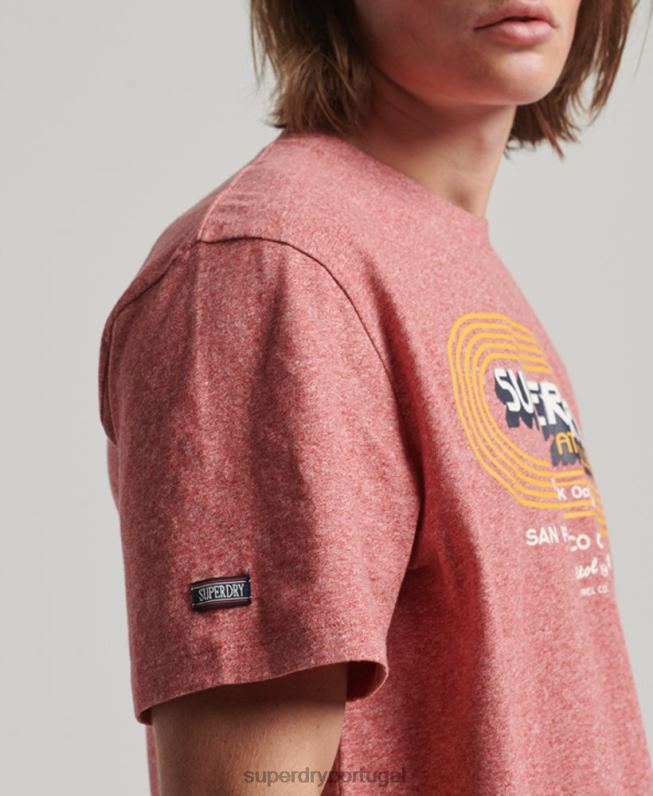 camiseta vintage de clube atlético de algodão orgânico homens vermelho roupas Superdry 2208H67