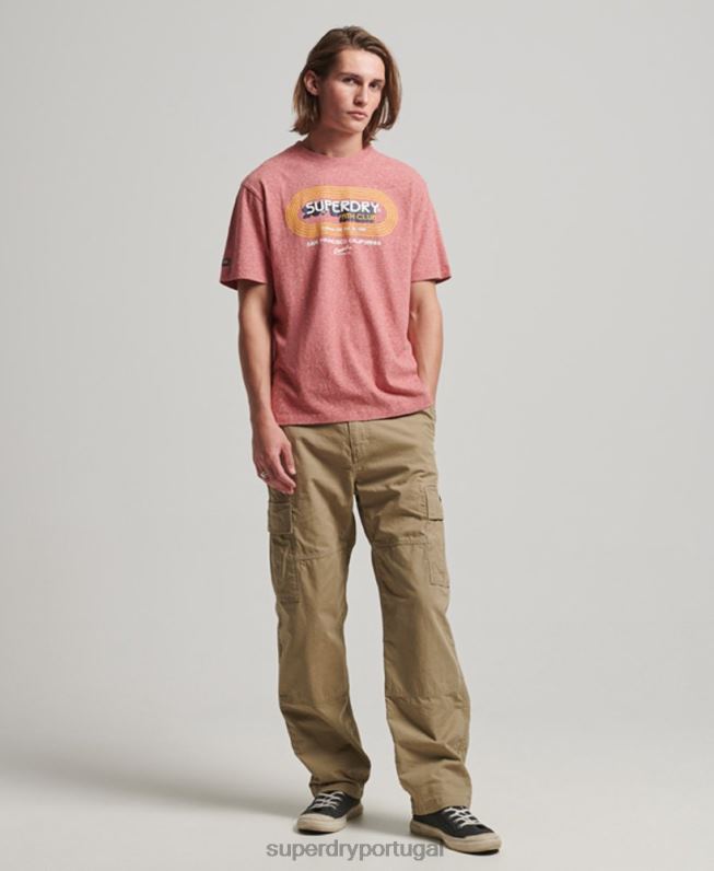 camiseta vintage de clube atlético de algodão orgânico homens vermelho roupas Superdry 2208H67