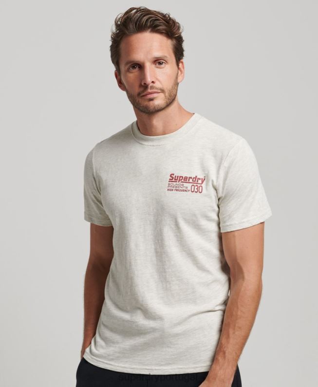 camiseta vintage de gravadora homens cinza roupas Superdry 2208H6359