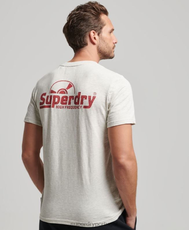 camiseta vintage de gravadora homens cinza roupas Superdry 2208H6359