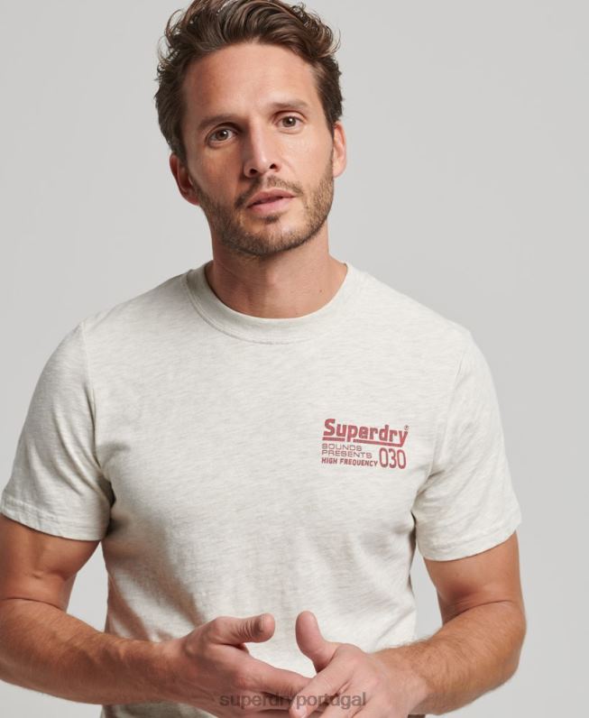 camiseta vintage de gravadora homens cinza roupas Superdry 2208H6359