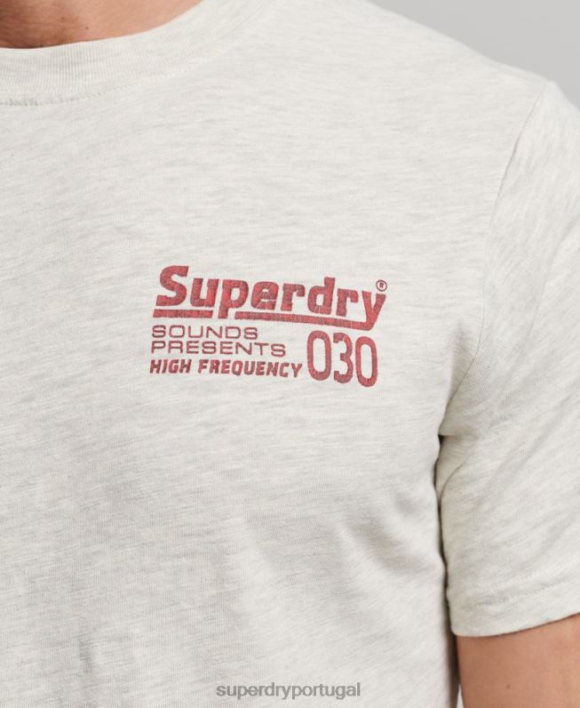 camiseta vintage de gravadora homens cinza roupas Superdry 2208H6359
