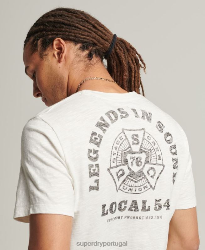 camiseta vintage de loja de produtos homens creme roupas Superdry 2208H4949
