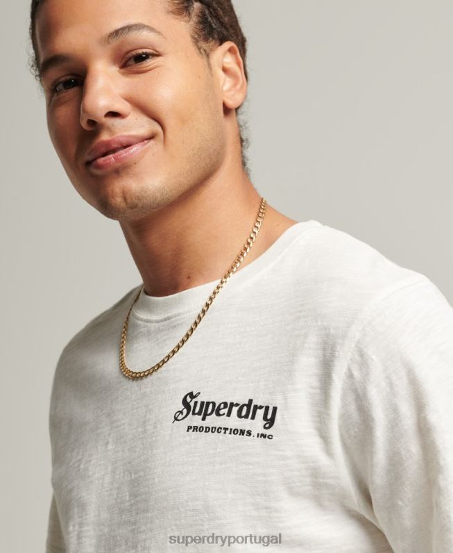 camiseta vintage de loja de produtos homens creme roupas Superdry 2208H4949