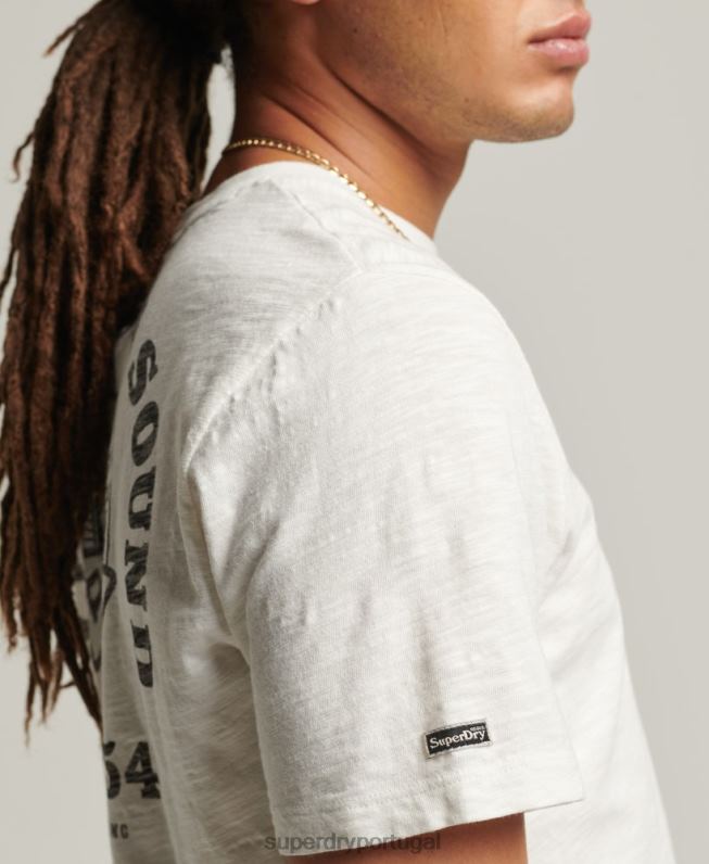 camiseta vintage de loja de produtos homens creme roupas Superdry 2208H4949