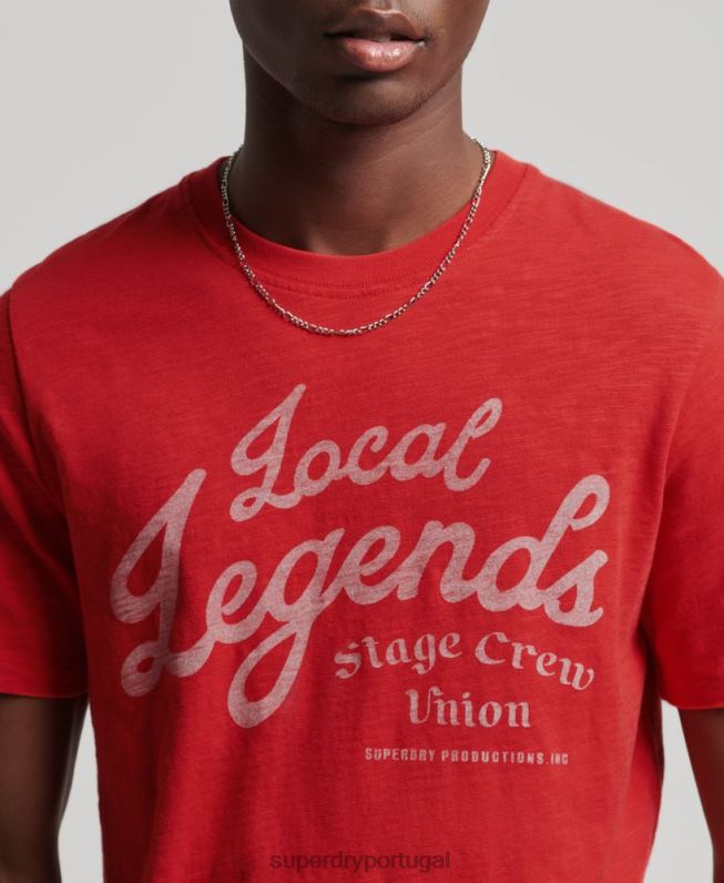 camiseta vintage de loja de produtos homens vermelho roupas Superdry 2208H4976