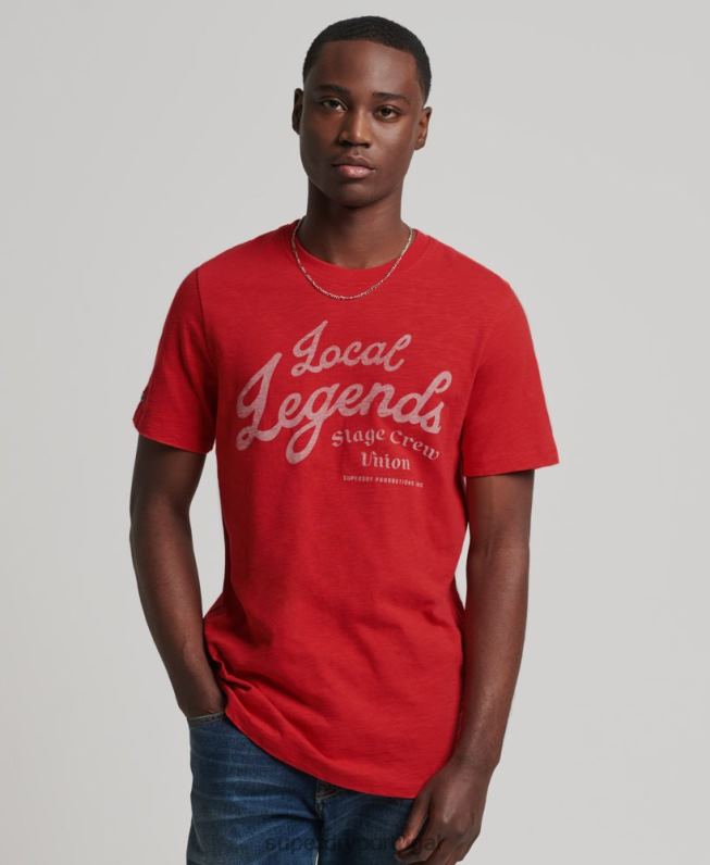 camiseta vintage de loja de produtos homens vermelho roupas Superdry 2208H4976