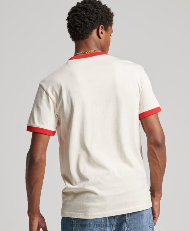 camiseta vintage descontraída de algodão orgânico homens creme roupas Superdry 2208H4957