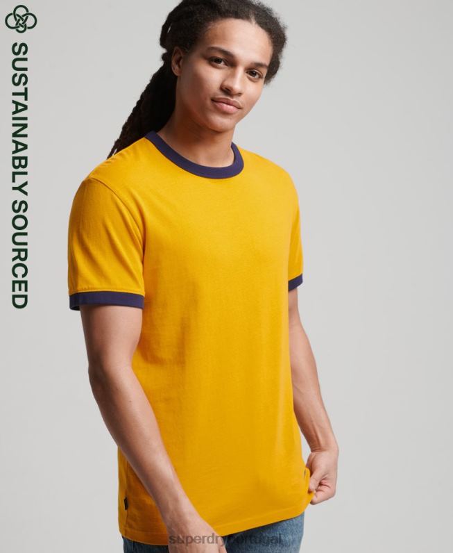 camiseta vintage descontraída de algodão orgânico homens ouro roupas Superdry 2208H4933