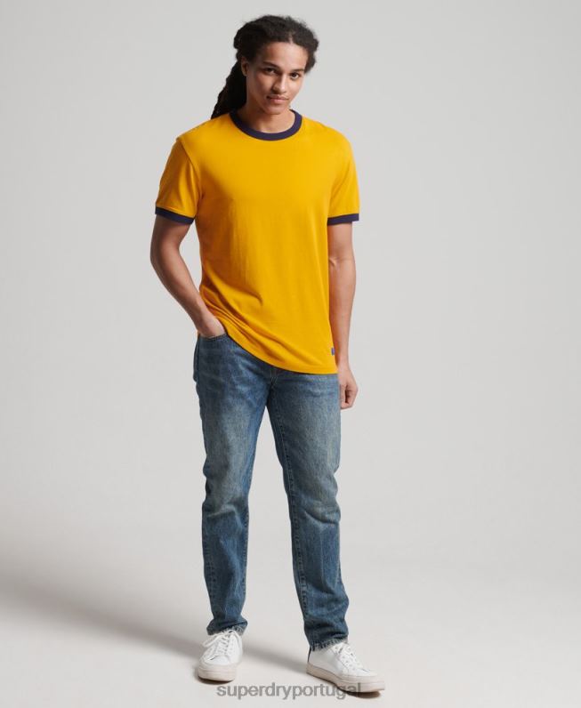 camiseta vintage descontraída de algodão orgânico homens ouro roupas Superdry 2208H4933