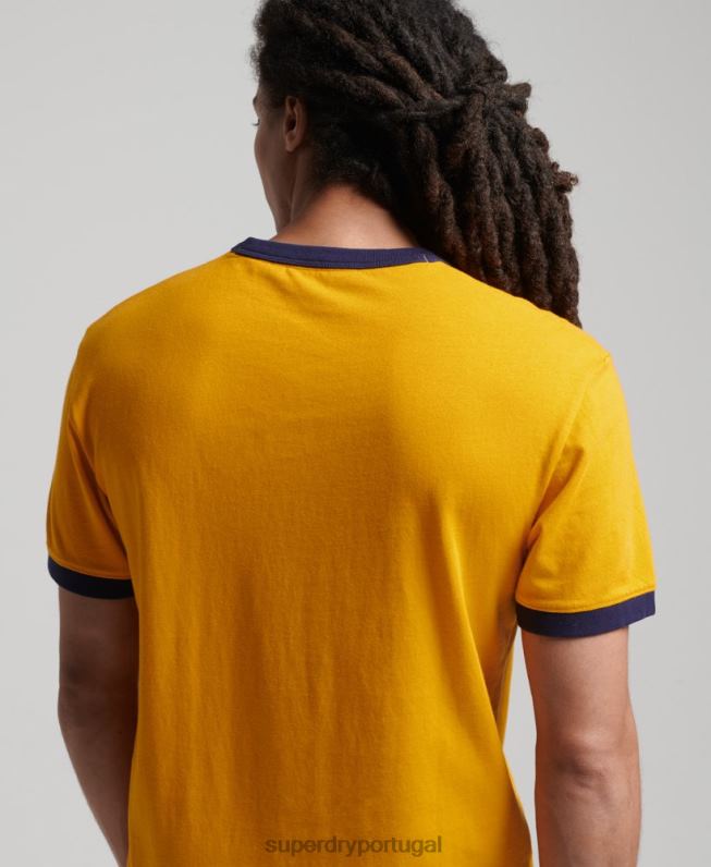 camiseta vintage descontraída de algodão orgânico homens ouro roupas Superdry 2208H4933