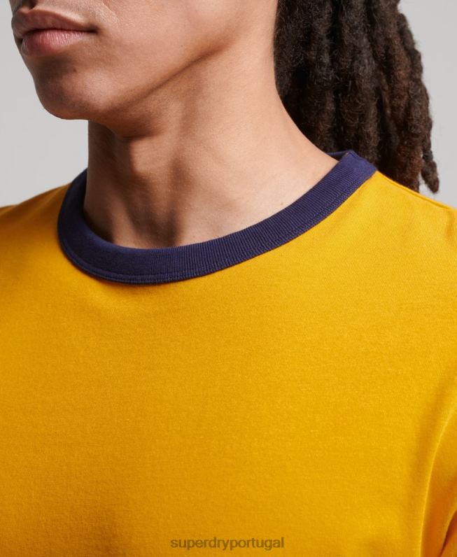 camiseta vintage descontraída de algodão orgânico homens ouro roupas Superdry 2208H4933