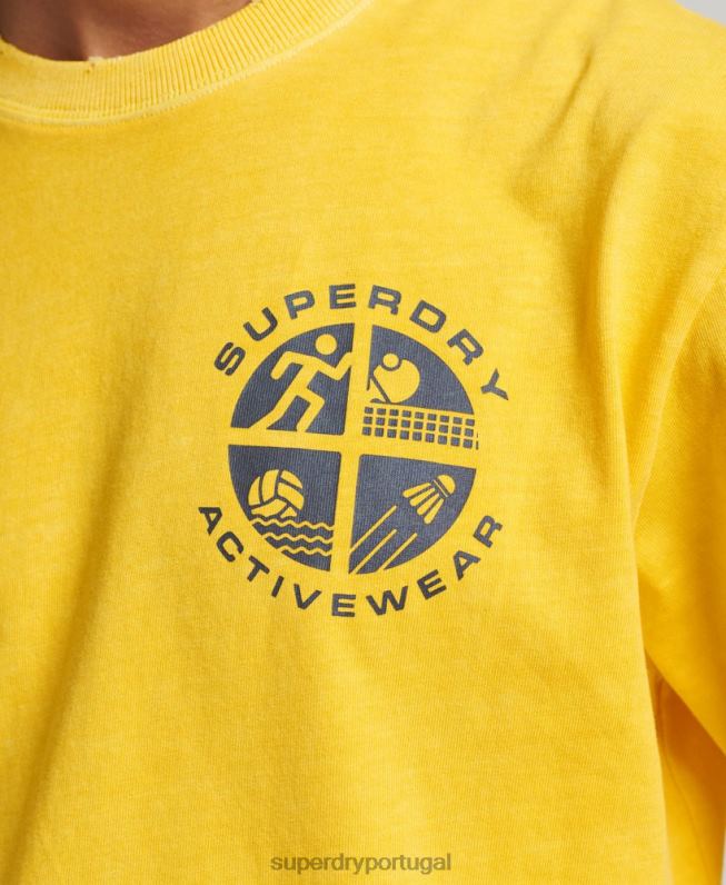 camiseta vintage do clube atlético homens amarelo roupas Superdry 2208H4888