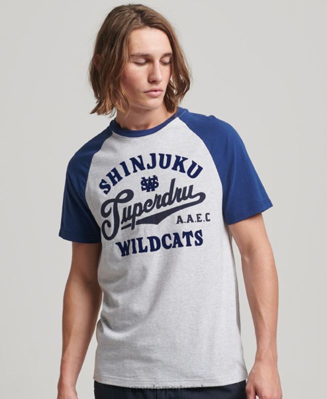 camiseta vintage home run raglan homens cinza claro roupas Superdry 2208H19