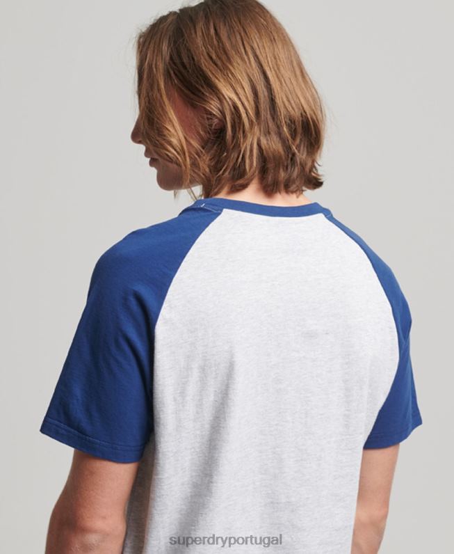 camiseta vintage home run raglan homens cinza claro roupas Superdry 2208H19