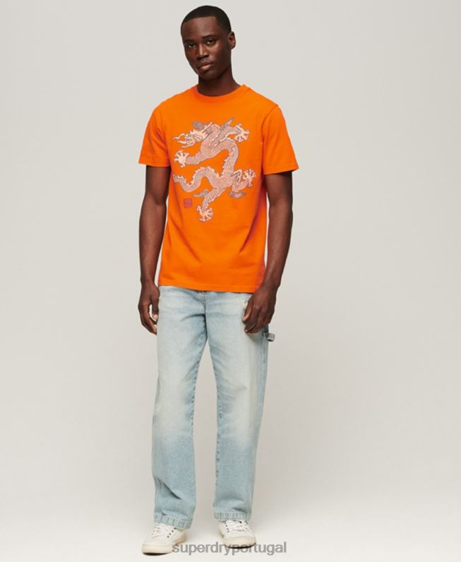 camiseta vintage homens laranja roupas Superdry x Komodo 2208H49