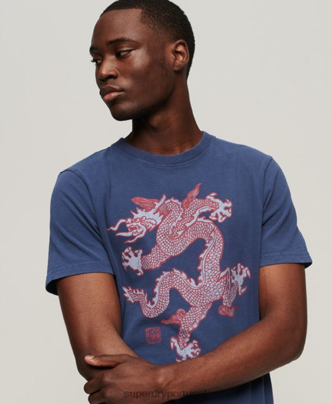 camiseta vintage homens marinha roupas Superdry x Komodo 2208H60