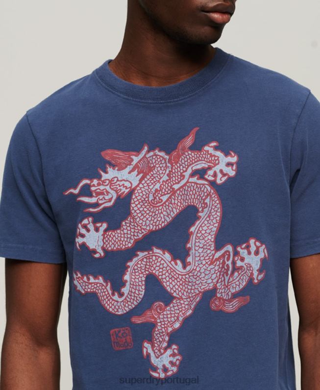 camiseta vintage homens marinha roupas Superdry x Komodo 2208H60