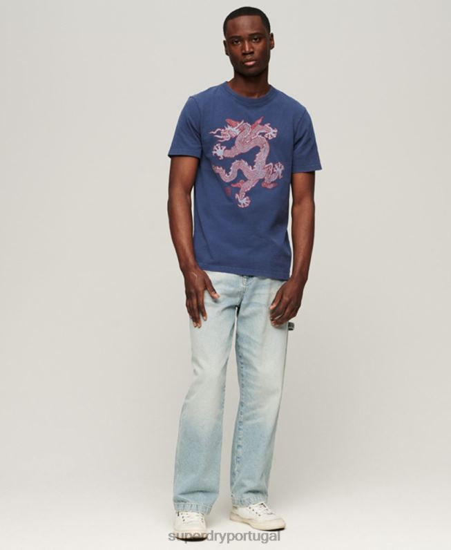 camiseta vintage homens marinha roupas Superdry x Komodo 2208H60