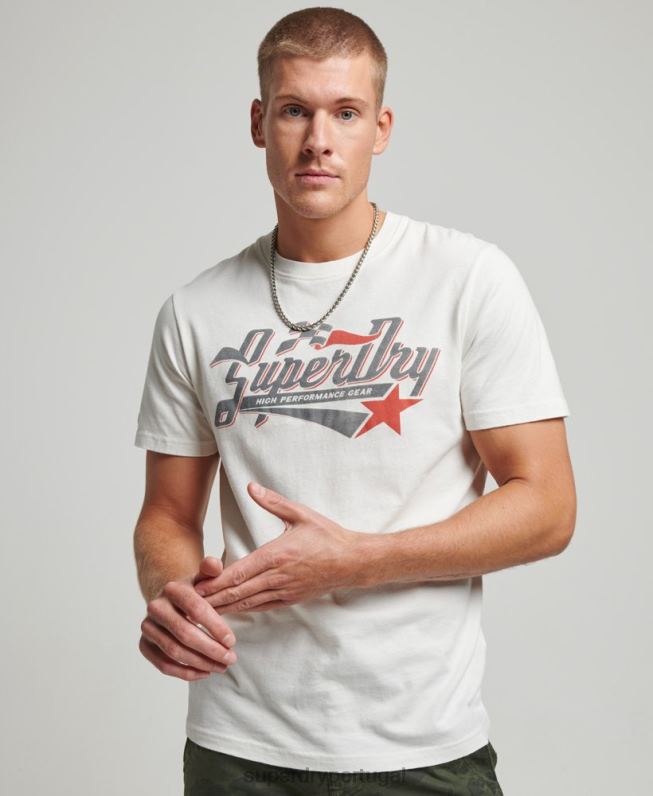 camiseta vintage industrial auto homens creme roupas Superdry 2208H6