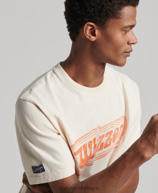 camiseta vintage minha geração homens creme roupas Superdry 2208H4947