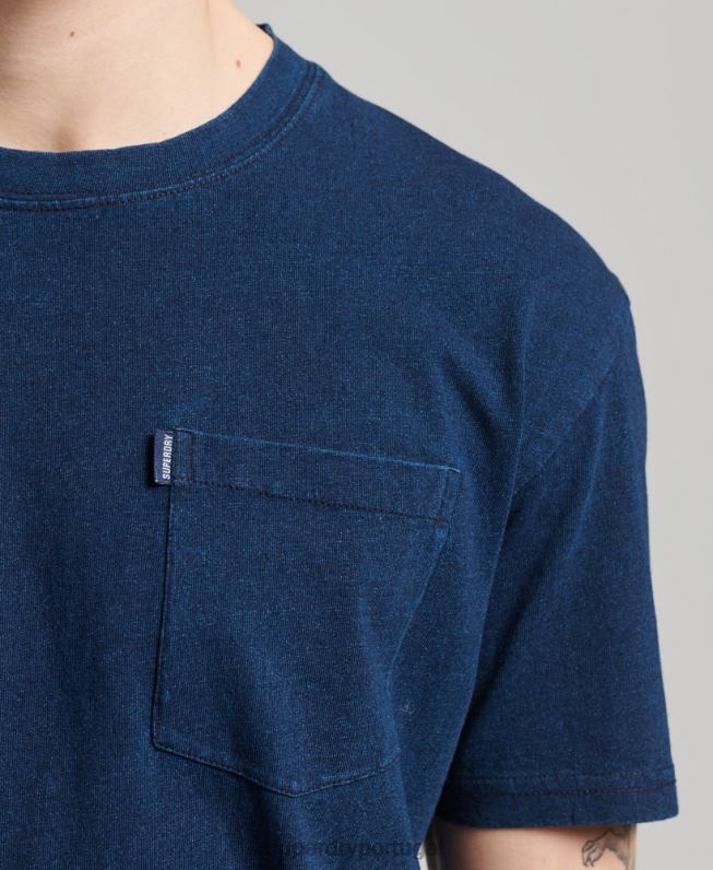 camiseta vintage índigo de algodão orgânico homens azul escuro roupas Superdry 2208H4892