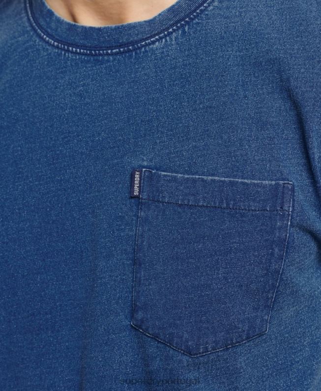 camiseta vintage índigo de algodão orgânico homens azul roupas Superdry 2208H4847