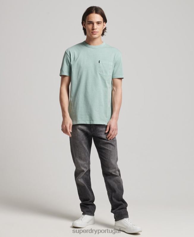 camiseta vintage surfer ranchero de algodão orgânico homens azul claro roupas Superdry 2208H4886