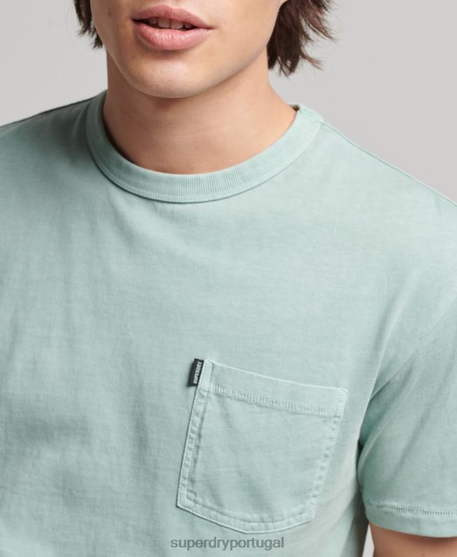 camiseta vintage surfer ranchero de algodão orgânico homens azul claro roupas Superdry 2208H4886