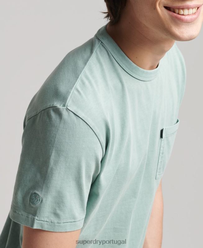 camiseta vintage surfer ranchero de algodão orgânico homens azul claro roupas Superdry 2208H4886