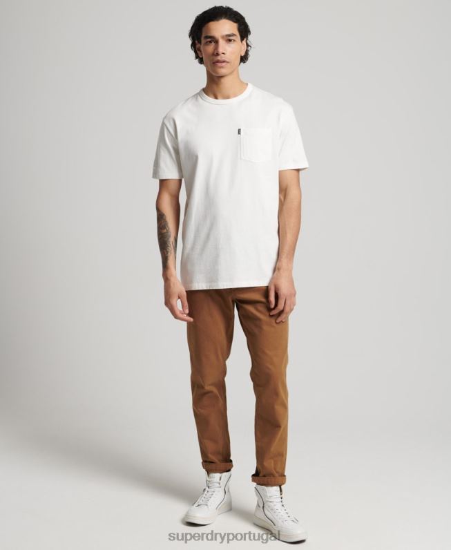 camiseta vintage surfer ranchero de algodão orgânico homens branco roupas Superdry 2208H4861