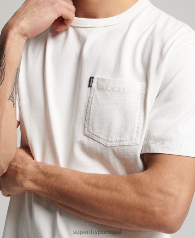 camiseta vintage surfer ranchero de algodão orgânico homens branco roupas Superdry 2208H4861