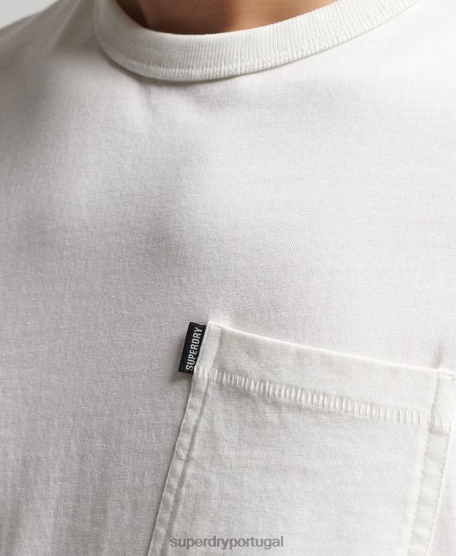 camiseta vintage surfer ranchero de algodão orgânico homens branco roupas Superdry 2208H4861