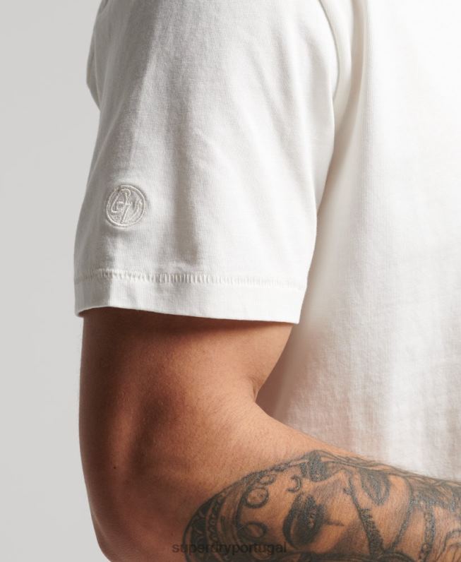camiseta vintage surfer ranchero de algodão orgânico homens branco roupas Superdry 2208H4861