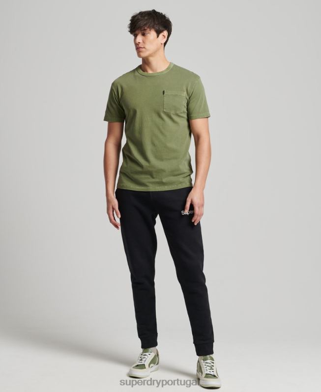 camiseta vintage surfer ranchero de algodão orgânico homens caqui roupas Superdry 2208H4946