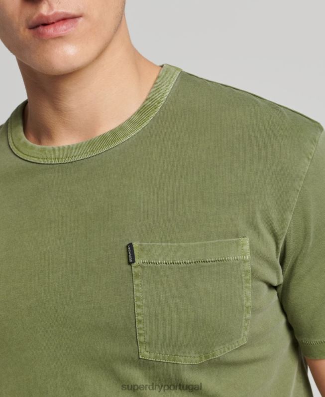 camiseta vintage surfer ranchero de algodão orgânico homens caqui roupas Superdry 2208H4946