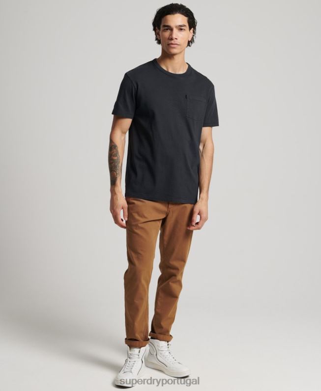 camiseta vintage surfer ranchero de algodão orgânico homens preto roupas Superdry 2208H4902