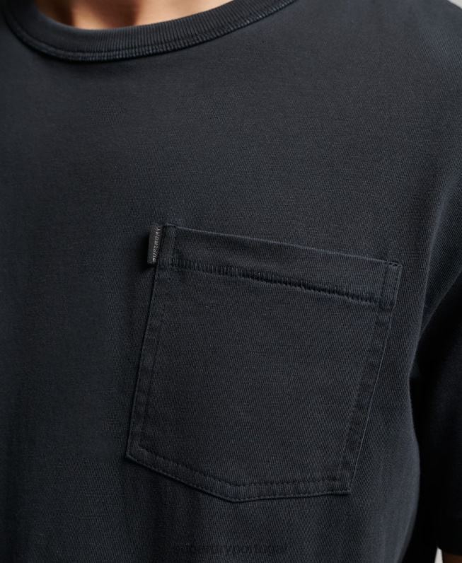camiseta vintage surfer ranchero de algodão orgânico homens preto roupas Superdry 2208H4902