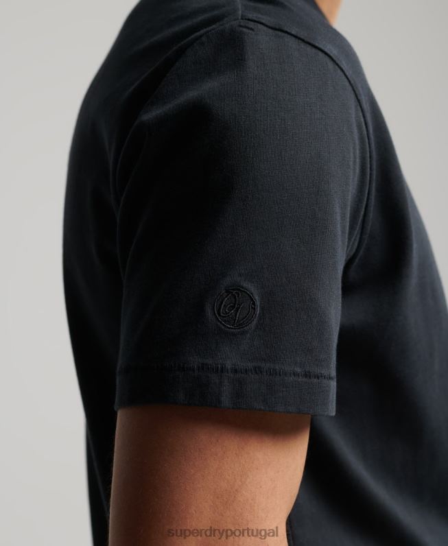 camiseta vintage surfer ranchero de algodão orgânico homens preto roupas Superdry 2208H4902