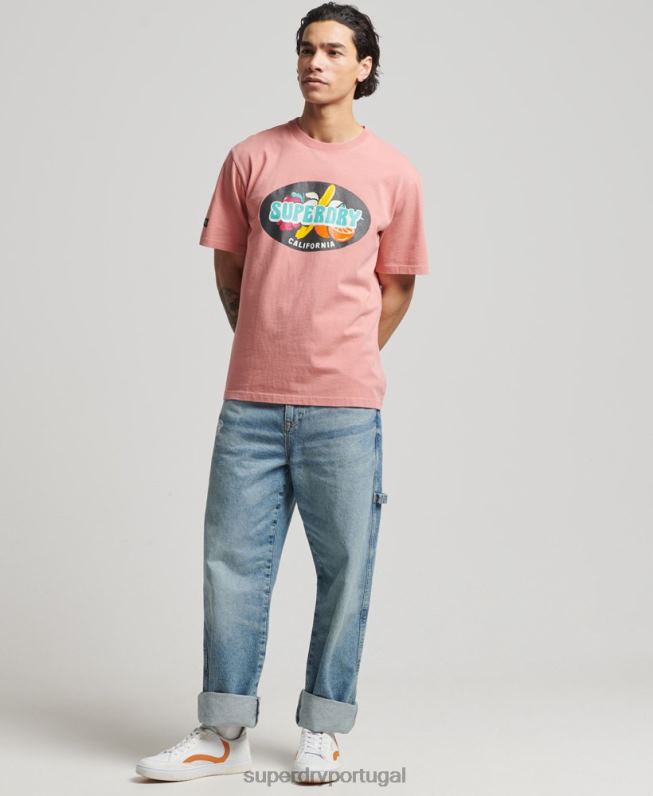 camiseta vintage surfer ranchero homens rosa roupas Superdry 2208H4854