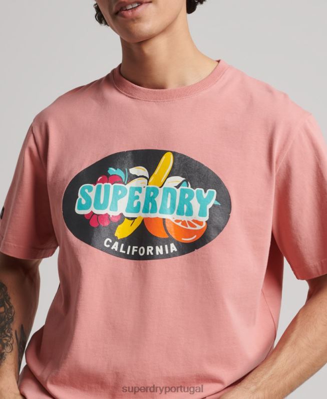 camiseta vintage surfer ranchero homens rosa roupas Superdry 2208H4854